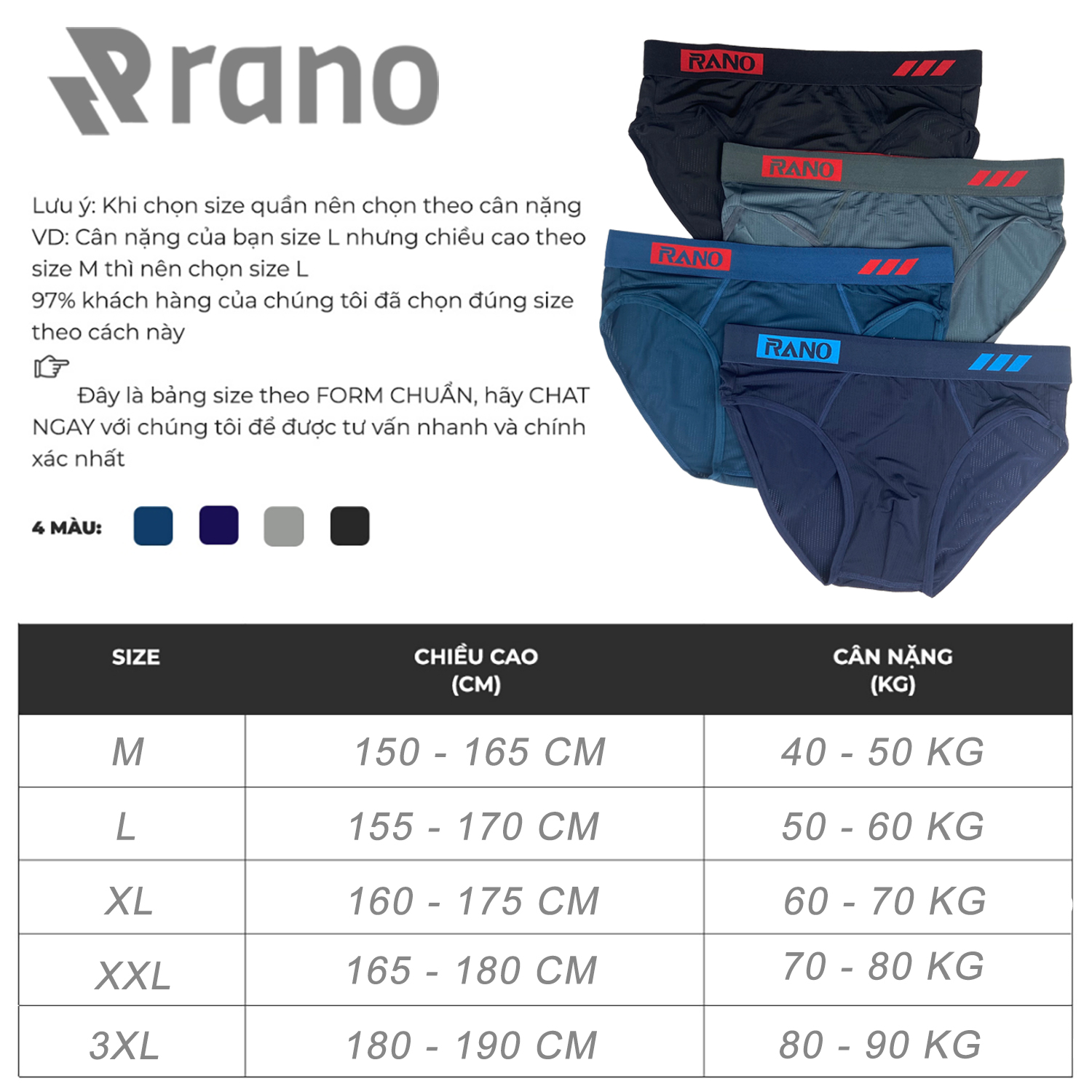 Mô tả Combo 5 quần lót nam vải lưới tam giác Rano thoáng khí co dãn 4 chiều thoáng mát mềm mại thông hơi cao cấp - 1