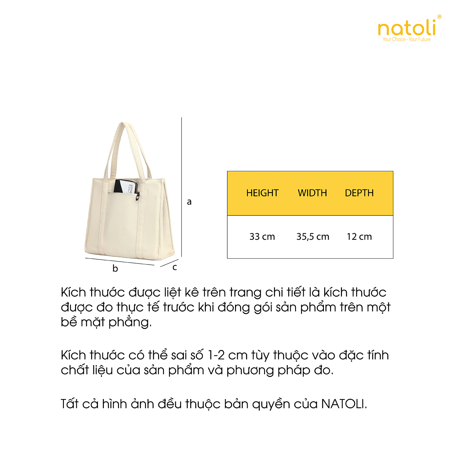 Mô tả Túi tote nữ có khóa kéo Thương hiệu NATOLI, đựng laptop, đeo vai cao cấp BST Elegant Shockproof Tote Bag T17 - 7