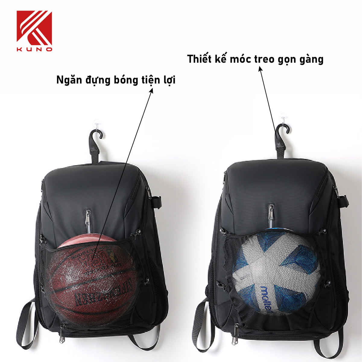 Mô tả Balo thể thao Kuno cải tiến mới, sử dụng thể thao cầu lông, tennis, bóng rổ, thời trang đa năng chống thấm nước - BN03 - 3