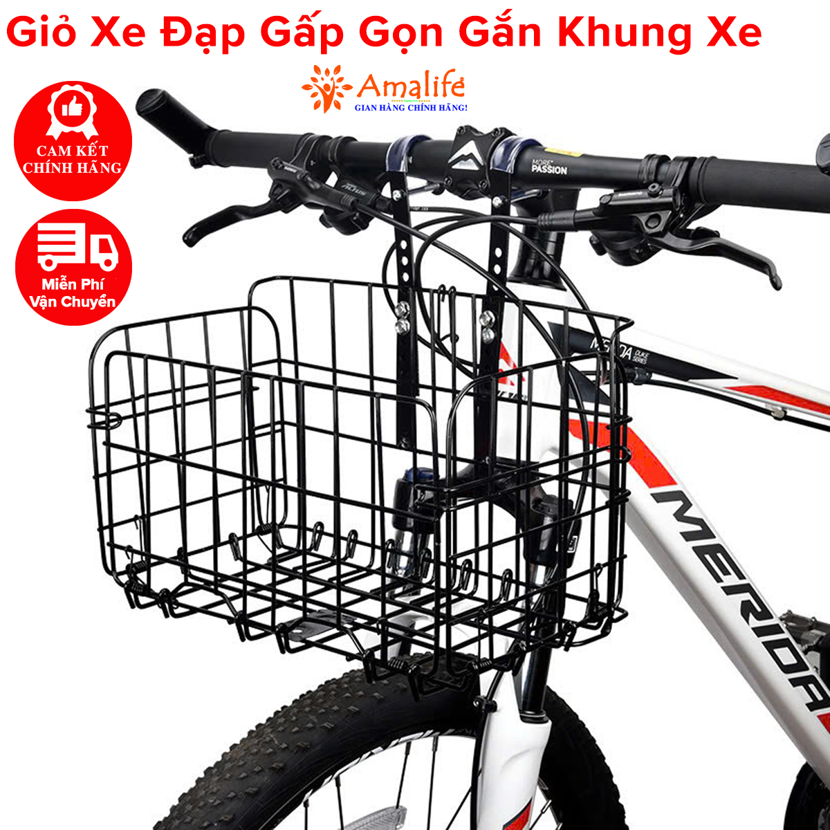 Mô tả Giỏ Xe Đạp Thể Thao Gấp Lại Được Gắn Xe Đạp Sports - Giỏ Gắn Xe Đạp Địa Hình Xe Đô Thị Chính Hãng Amalife - 1