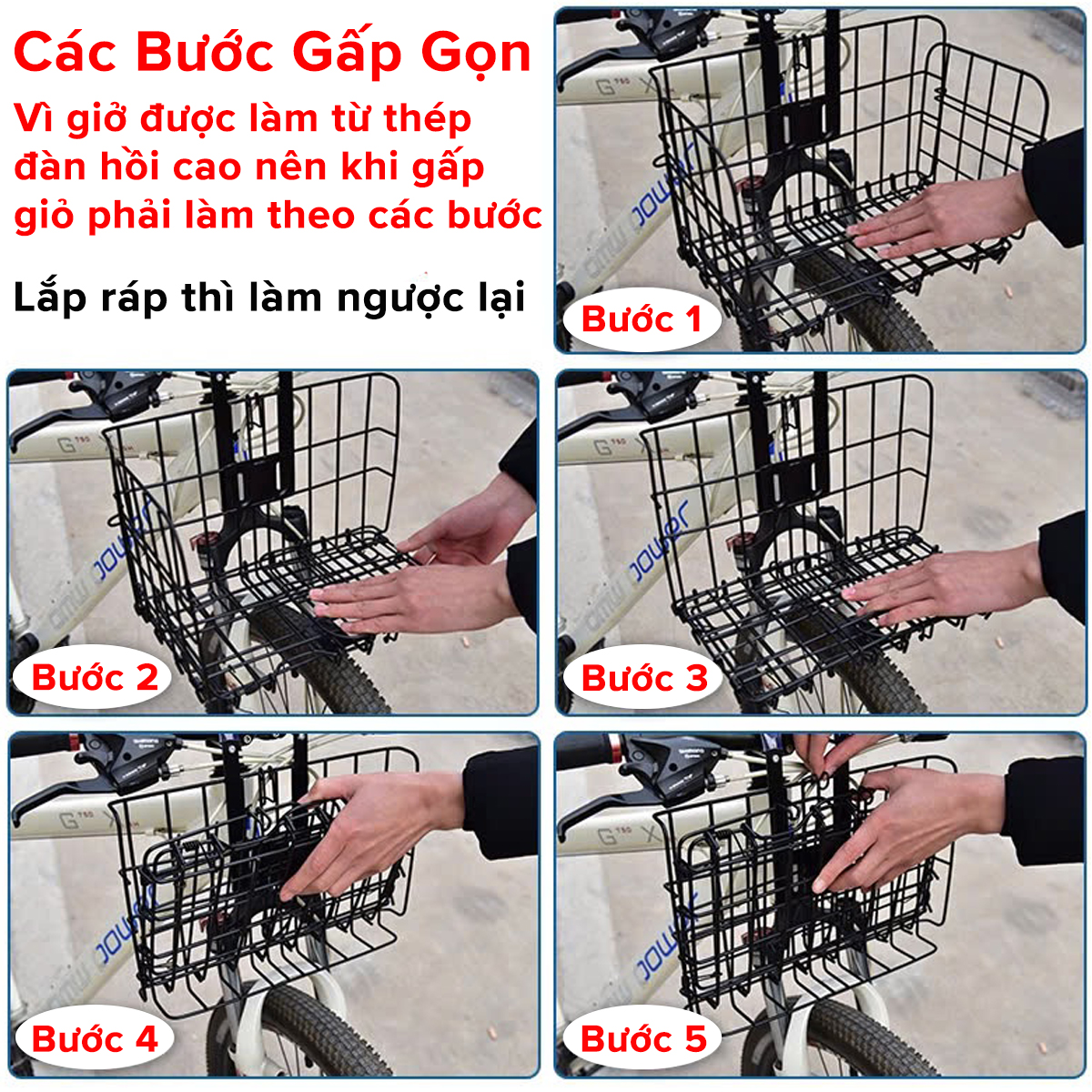 Mô tả Giỏ Xe Đạp Thể Thao Gấp Lại Được Gắn Xe Đạp Sports - Giỏ Gắn Xe Đạp Địa Hình Xe Đô Thị Chính Hãng Amalife - 2