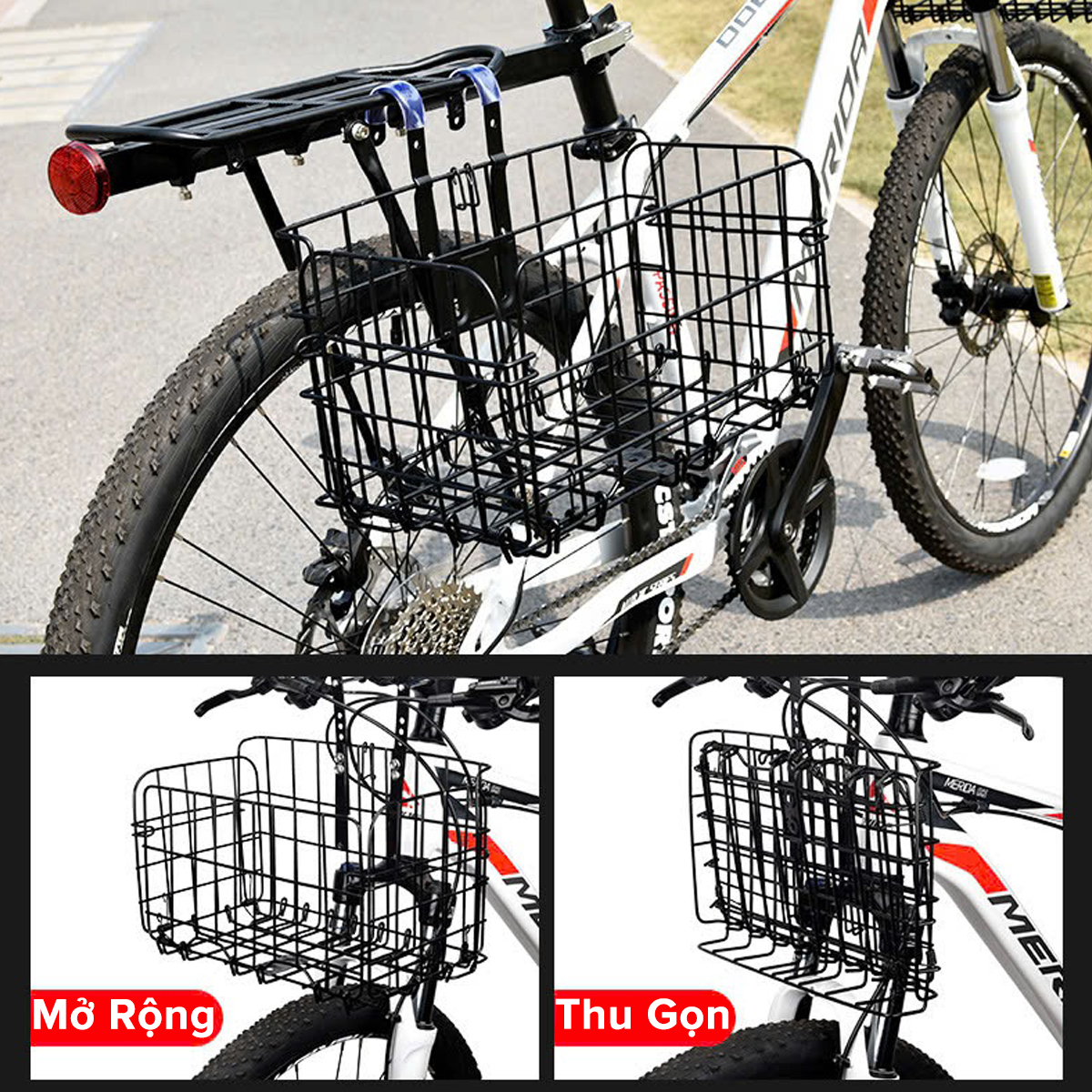 Mô tả Giỏ Xe Đạp Thể Thao Gấp Lại Được Gắn Xe Đạp Sports - Giỏ Gắn Xe Đạp Địa Hình Xe Đô Thị Chính Hãng Amalife - 3
