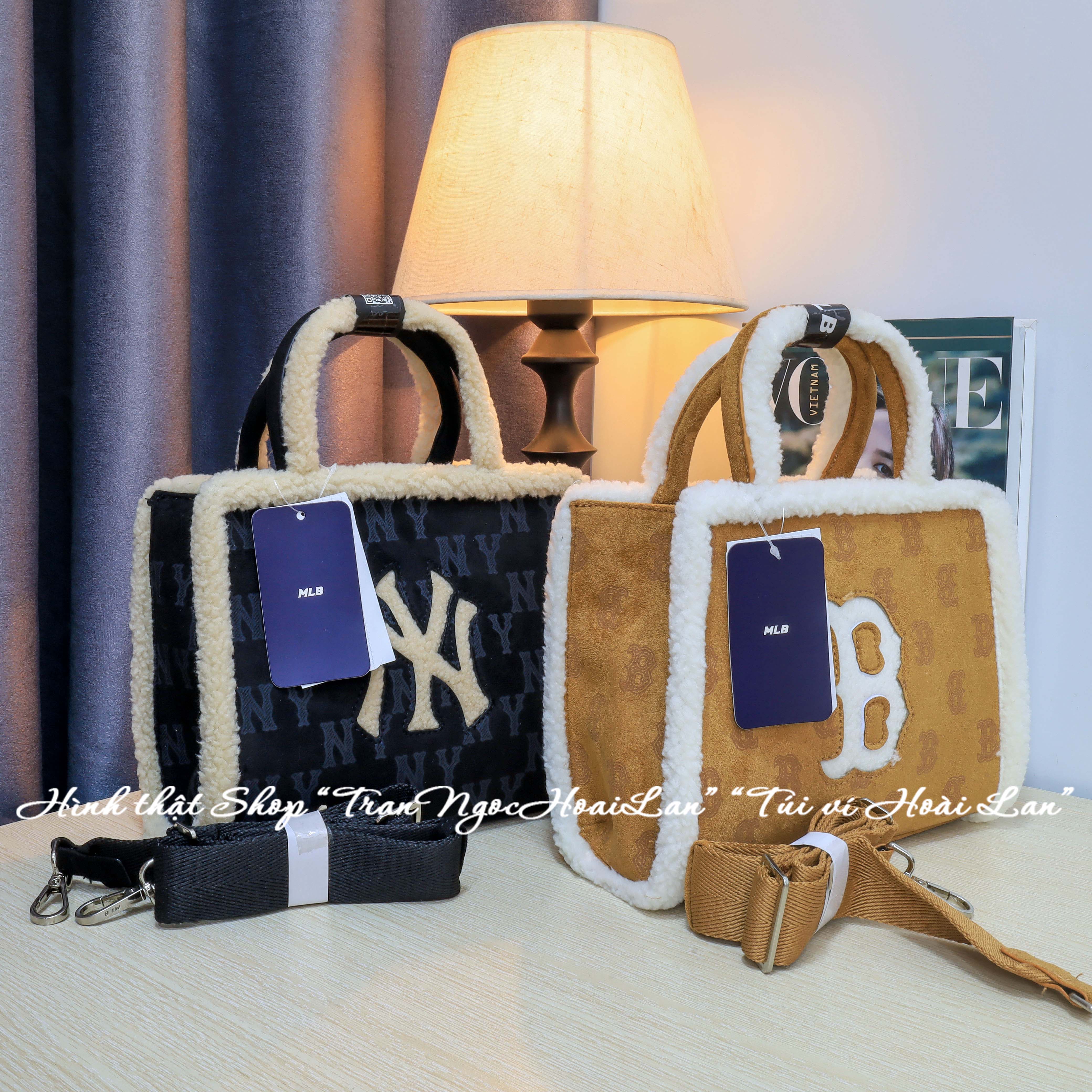 túi cầm tay + đeo chéo nữ MLB size 25cm*11cm*19cm viền lông đủ màu ...