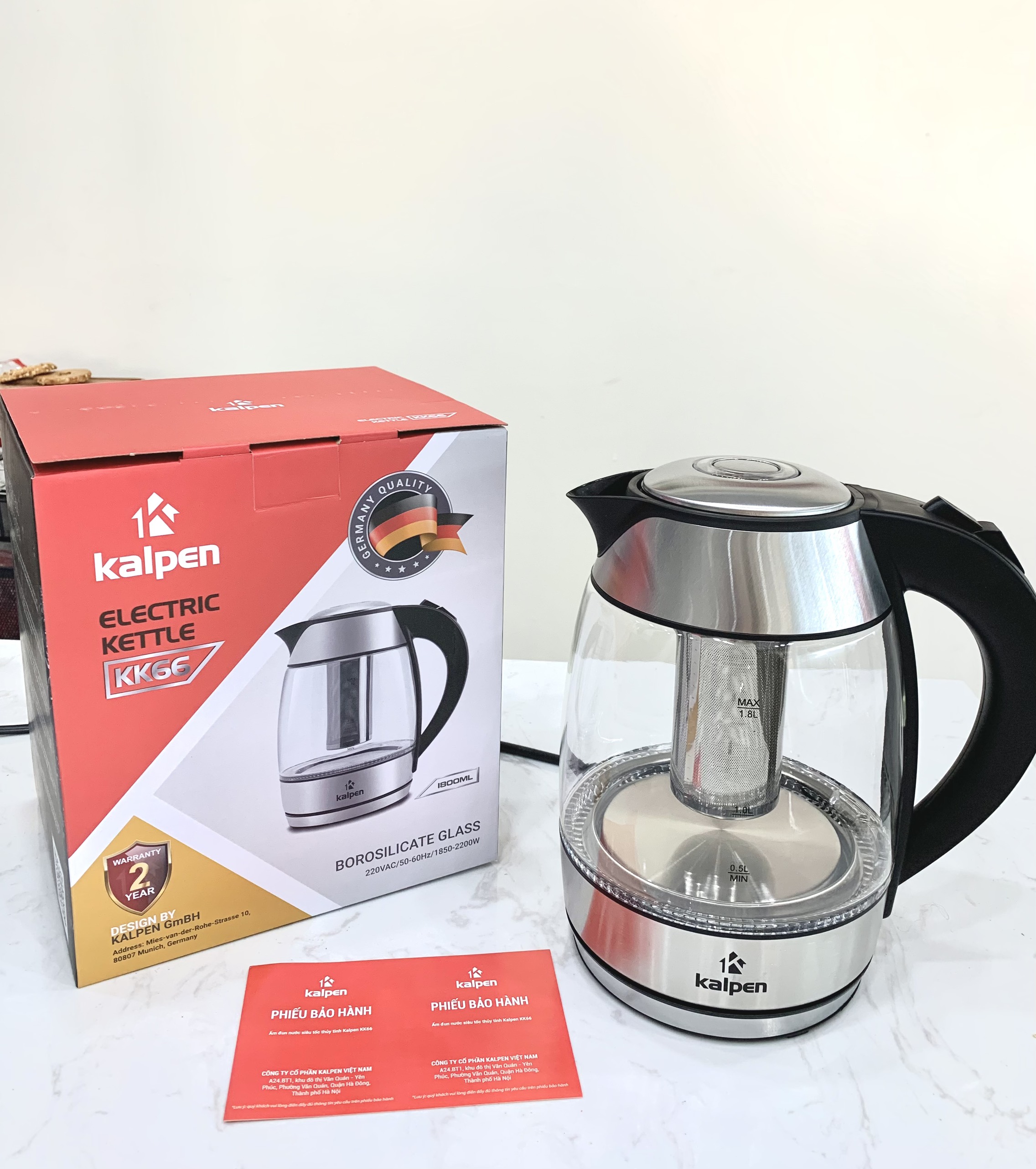 Mô tả Ấm Đun Nước Siêu Tốc Cao Cấp Lòng Thủy Tinh KK66 1.8L-2200W Hàng Chính Hãng KALPEN-GIA DỤNG ĐỨC - 1