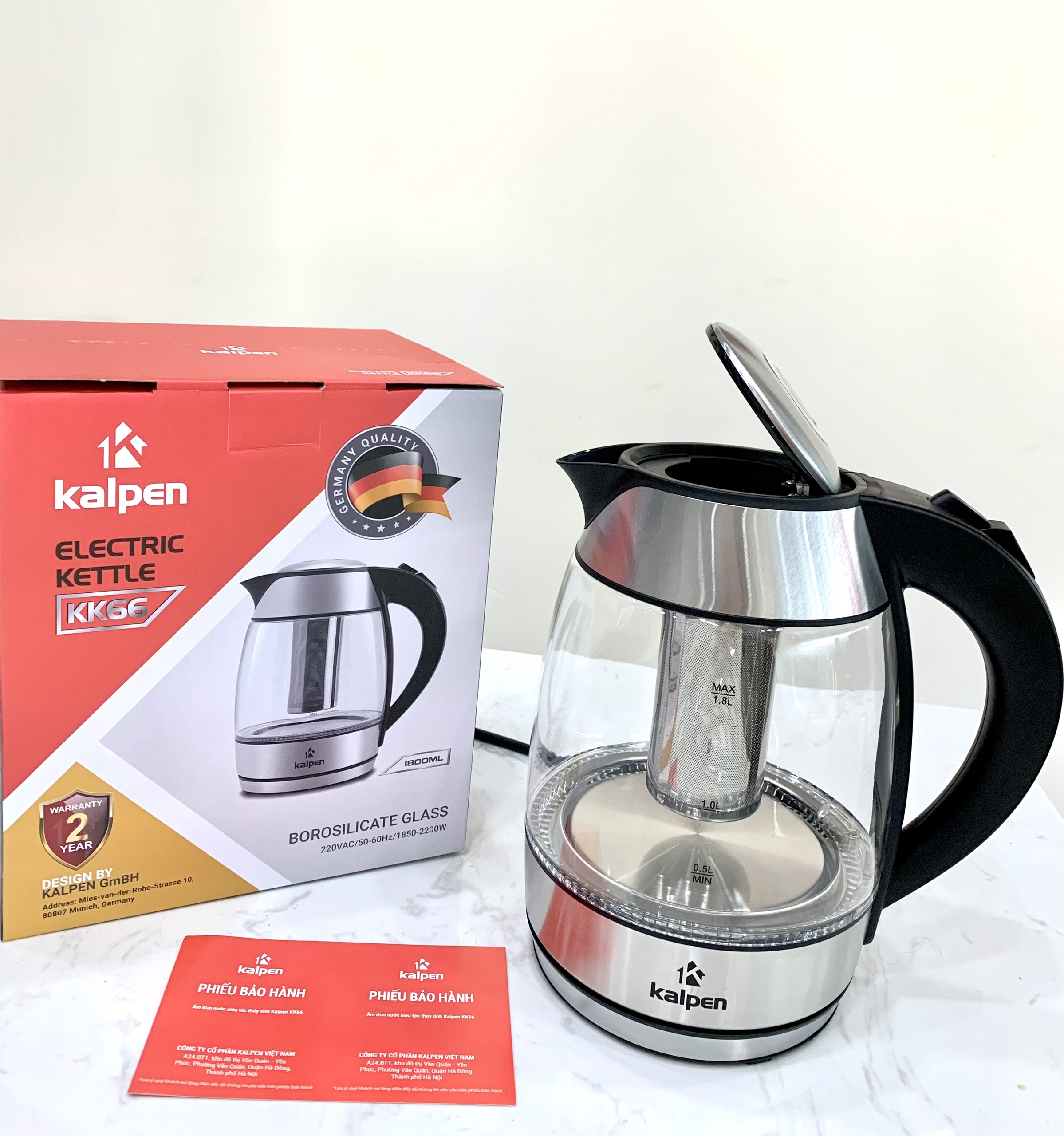 Mô tả Ấm Đun Nước Siêu Tốc Cao Cấp Lòng Thủy Tinh KK66 1.8L-2200W Hàng Chính Hãng KALPEN-GIA DỤNG ĐỨC - 2