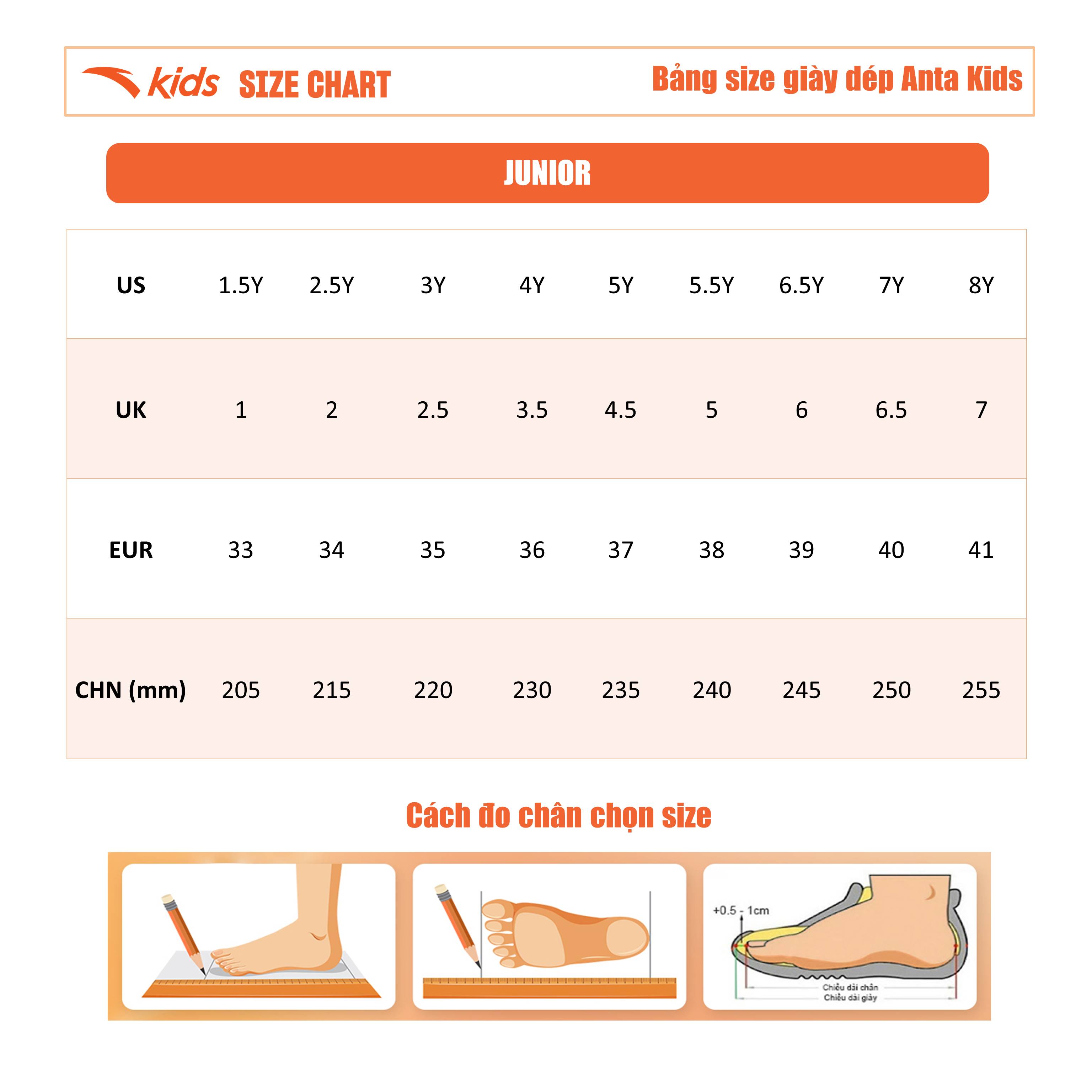 Mô tả Giày chạy thể thao bé gái size 33-39 Anta Kids Butterfly Wings 3224B8807 - 1