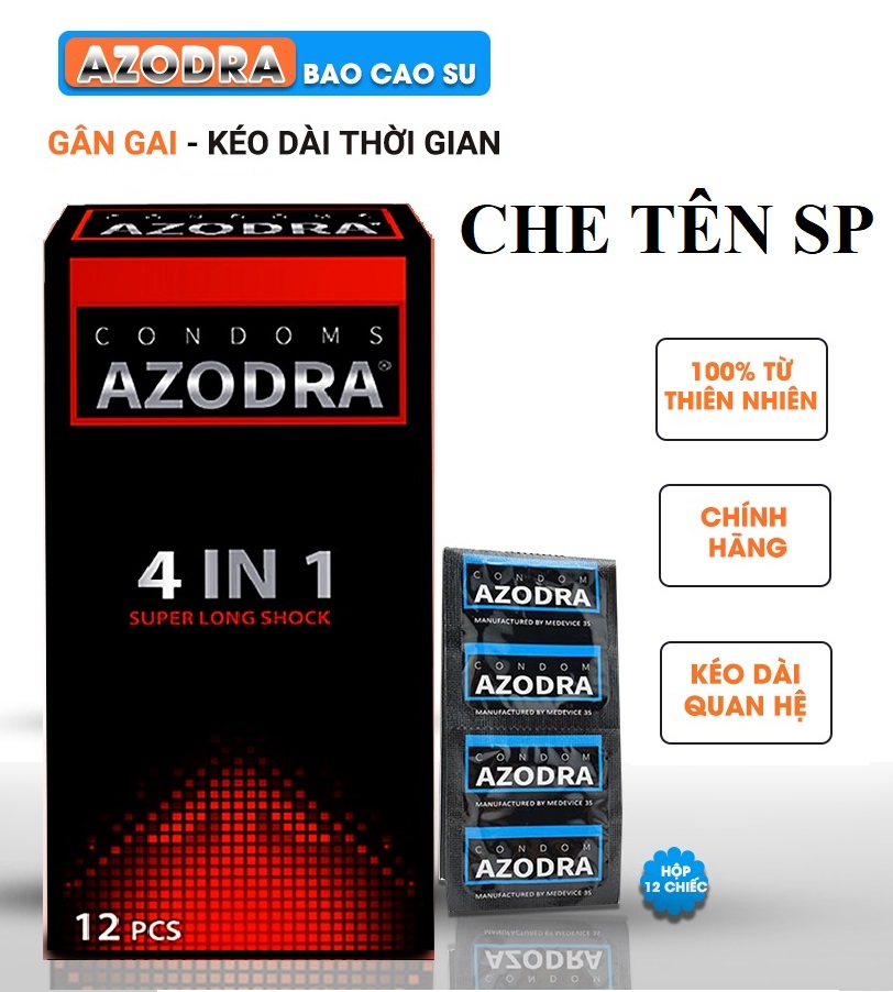Bao Cao Su Azodra 4 in 1, Hộp 12 Cái, Bcs Gân Gai Kéo Dài Thời Gian ...