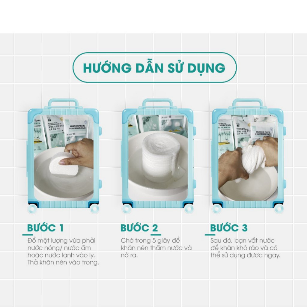 Mô tả Khăn Tắm Nén Thư Giãn Tiệt Trùng DR.SERA, Tiện Lợi Mang Đi Du Lịch, An Toàn - Daily Beauty - 2