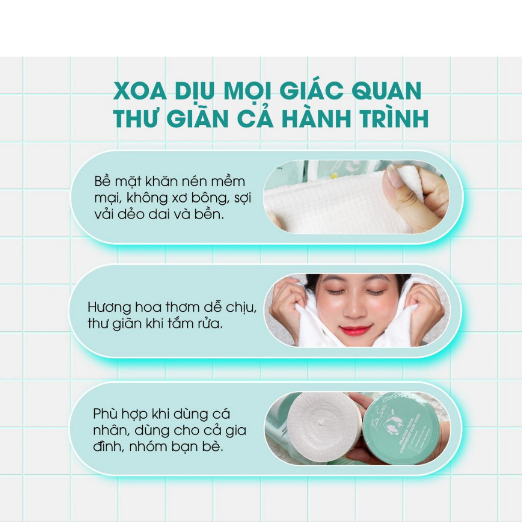 Mô tả Khăn Tắm Nén Thư Giãn Tiệt Trùng DR.SERA, Tiện Lợi Mang Đi Du Lịch, An Toàn - Daily Beauty - 4