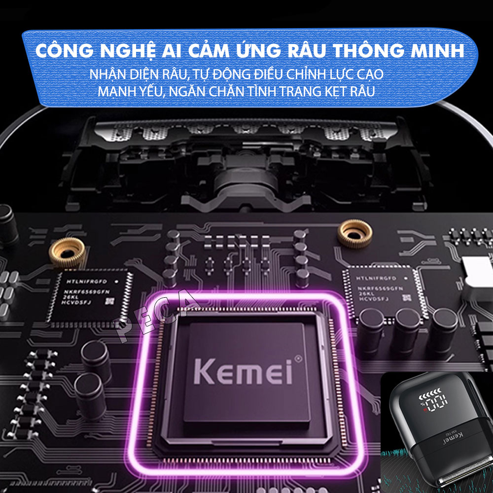 Mô tả Máy cạo râu mini lưỡi kép Kemei KM-T82 màn hình LCD, công suất 5w mạnh mẽ cảm biến râu thông minh - Hàng chính hãng - 4