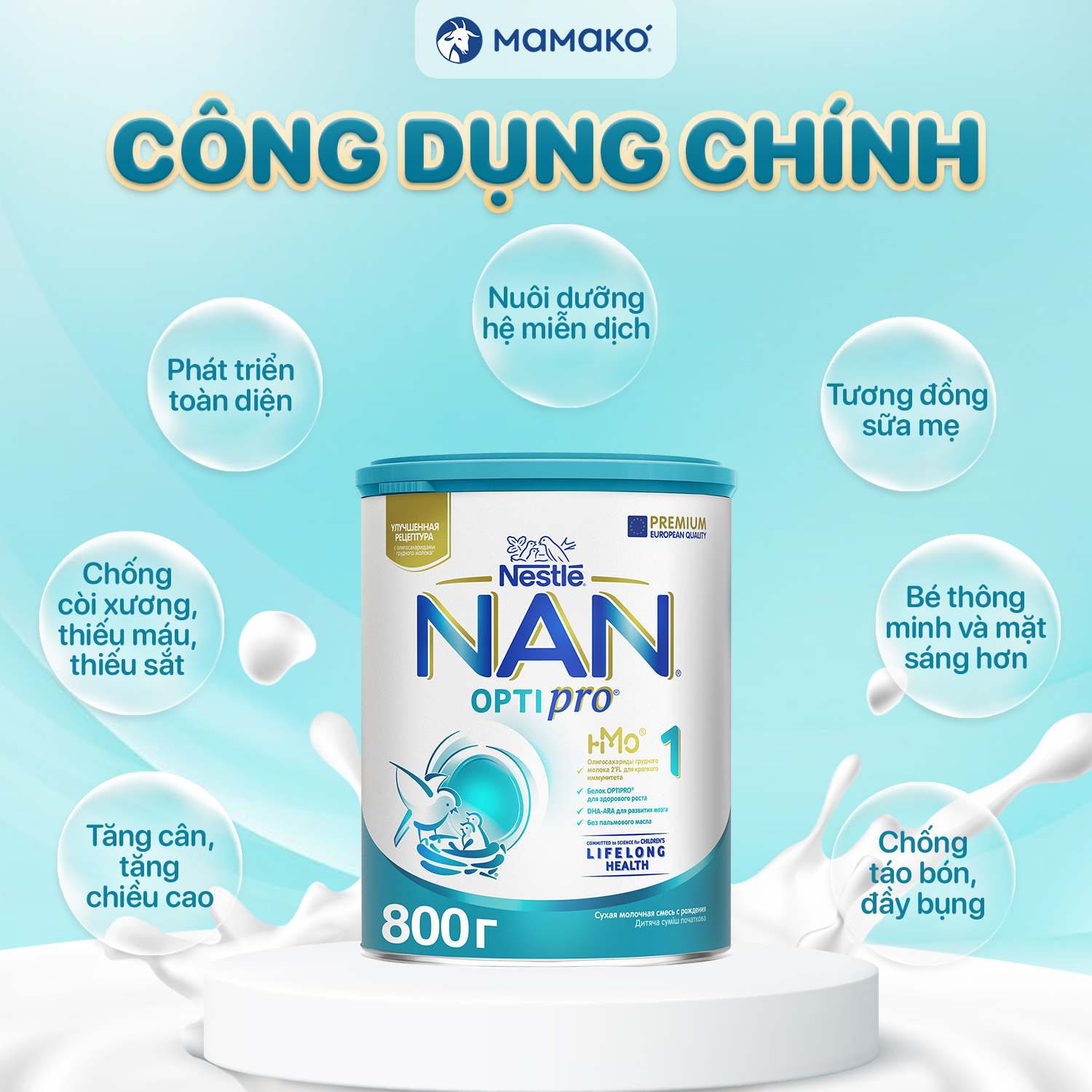 Mô tả 2 THÙNG Lon Sữa Nan Nga HMO Optipro số 1 Mamako Bổ Sung Dinh Dưỡng Cho Bé 0-6M Hộp 800g - 1
