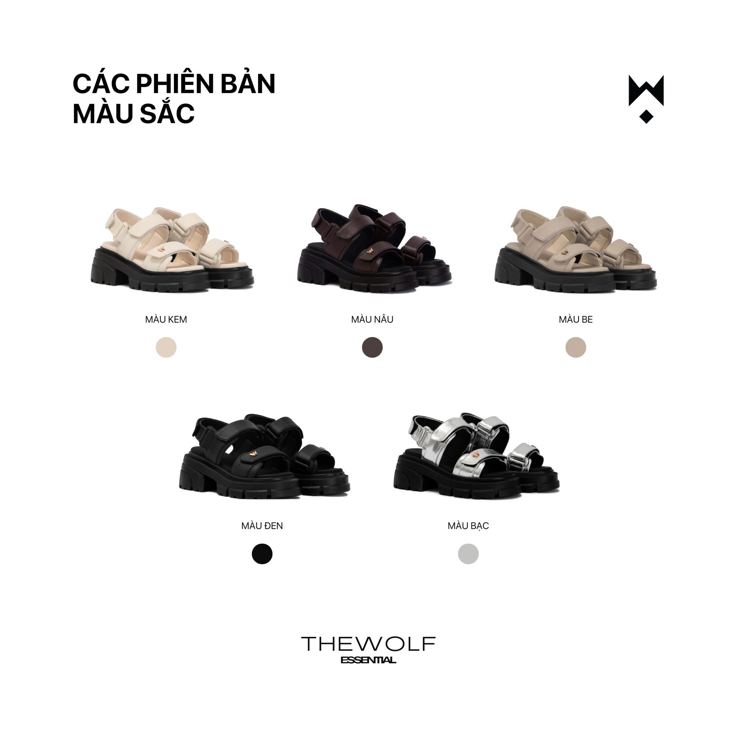 Mô tả THEWOLF Giày Tăng Chiều Cao Sandal NamNữ THEWOLF ESSENTIAL HIGH SANDAL Đế Cao Lót Êm Ái Quai Dán-Đen Kem Beige Nâu Bạc - 1