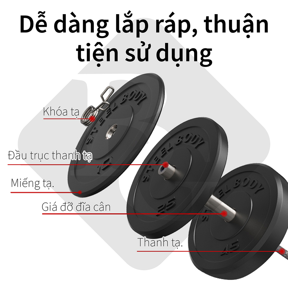Mô tả BG - Tạ miếng nhựa pvc đặc ruột tạ bánh nhựa tạ đĩa 1,25kg - 1
