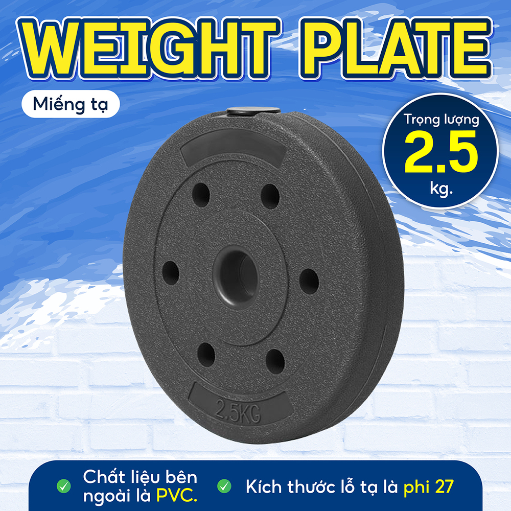 Mô tả BG - Tạ miếng nhựa pvc đặc ruột tạ bánh nhựa tạ đĩa 1,25kg - 11