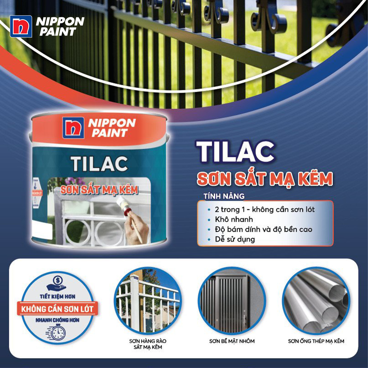 Sơn dầu TILAC sơn sắt mạ kẽm (2IN1) màu Trắng Ngà MK001 Chính hãng ...