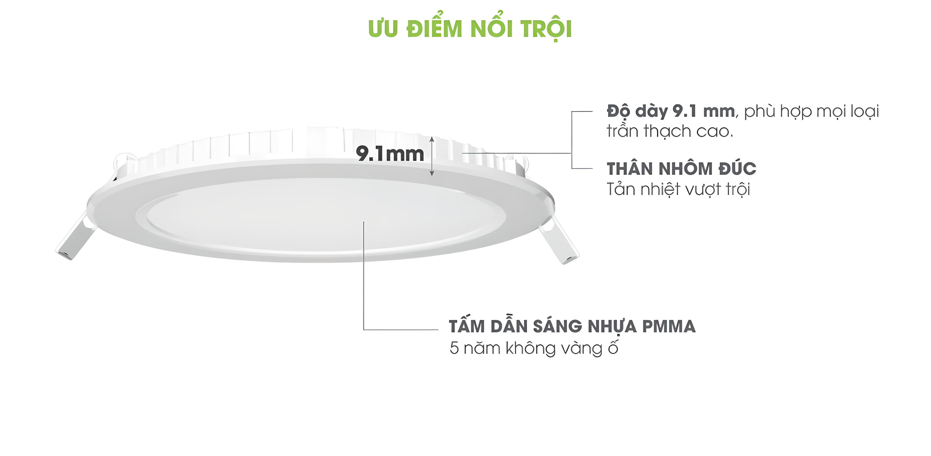 Mô tả Đèn LED Panel Âm Trần Công Suất 9W/12W đường kính lỗ khoét ø110mm / ø135mm - Model: PT04 V2 - 1