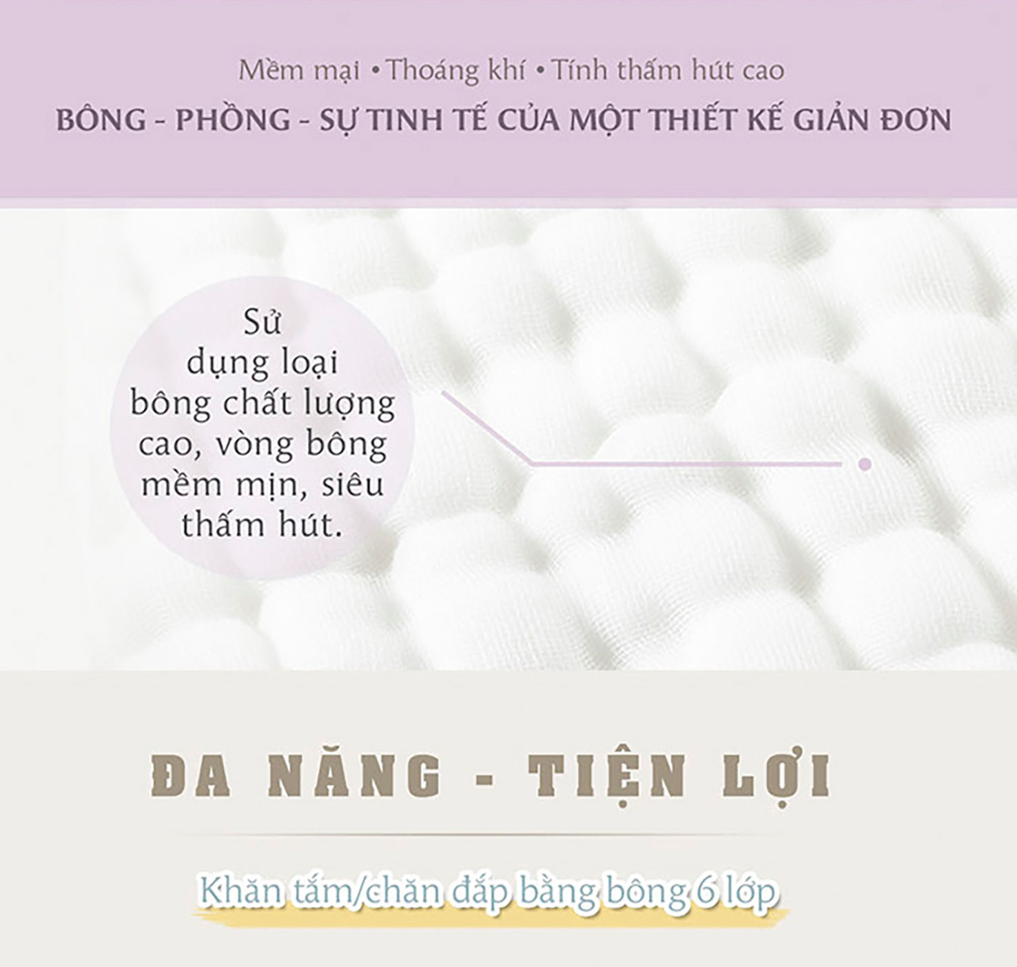 Mô tả L’Ange Khăn tắm/Khăn quấn/Chăn đắp vải bông 6 lớp 70x95cm - 2