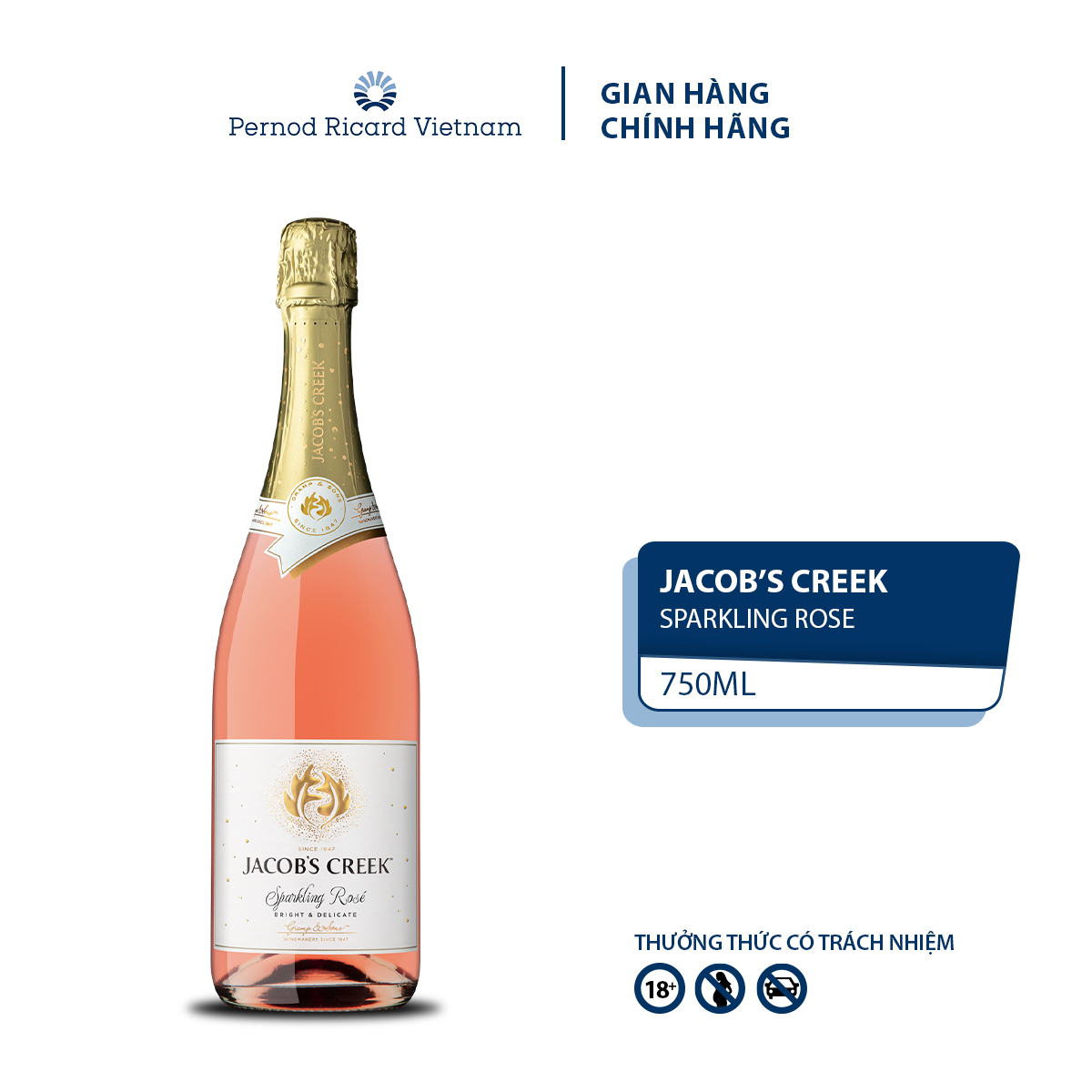 Mô tả Rượu Vang Hồng Có Gas Jacob's Creek Sparkling Rosé Nồng Độ Alc 12.6%750ml  Không Kèm Hộp - 1