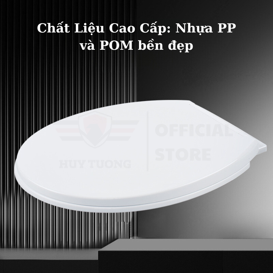 Mô tả Nắp bồn cầu đủ bộ, nắp bồn cầu kích thước 39x35cm nhà vệ sinh, W.C chất liệu nhựa cao cấp phù hợp với hầu hết bồn cầu - 3