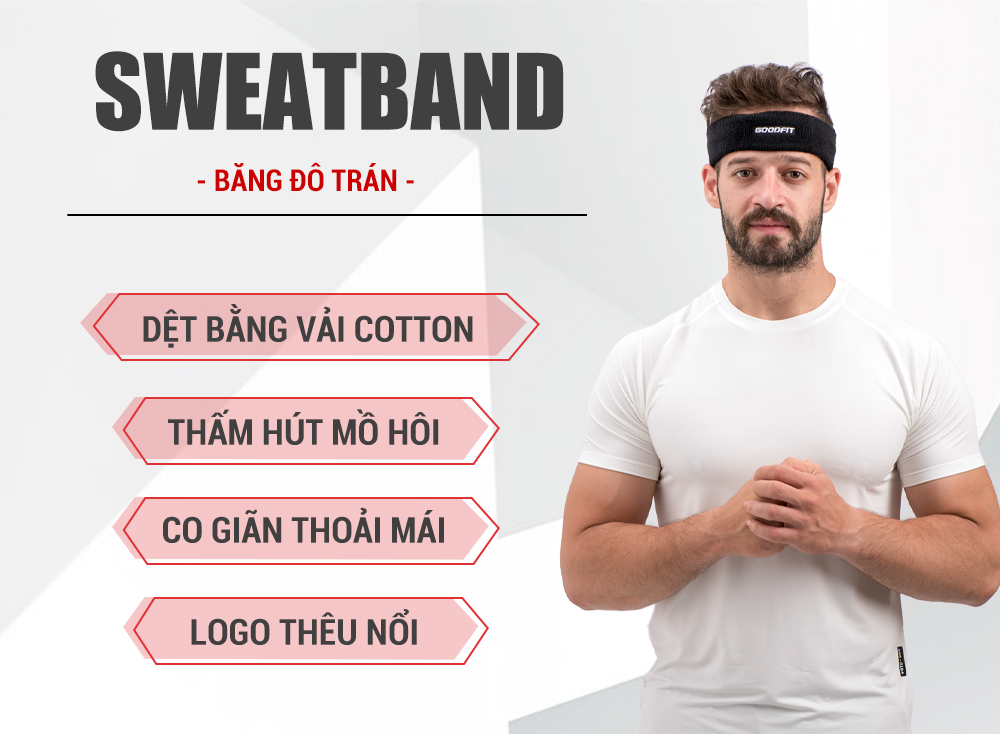 Mô tả Băng đô thể thao ,rửa mặt, cài tóc GoodFit chất vải cotton mềm mại, thấm hút mồ hôi GF802SB - 2