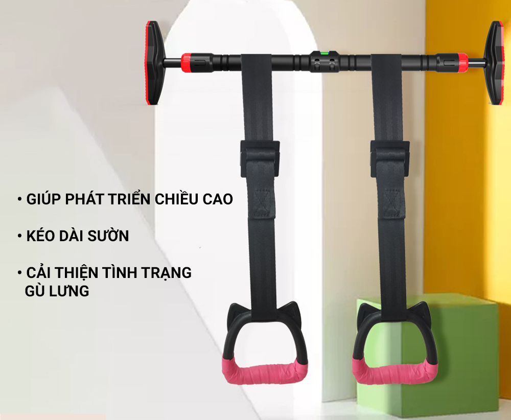 Mô tả Vòng treo đu xà đơn trẻ em Gymnastic rings GoodFit kháng lực chịu tại 200kg, dây treo tùy chỉnh GF002E - 9