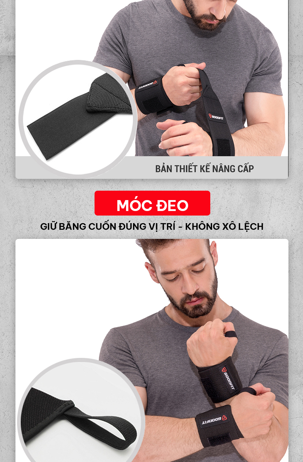 Mô tả Băng quấn cổ tay tập gym, boxing bảo vệ cổ tay, trợ lực khớp GoodFit GF301W - 4