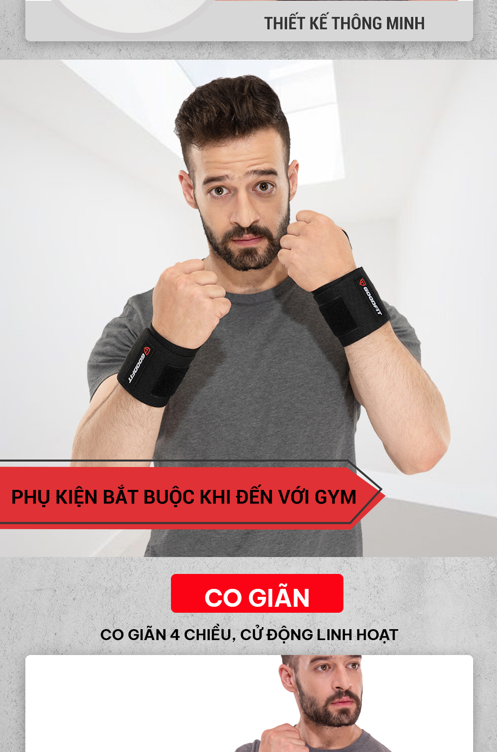 Mô tả Băng quấn cổ tay tập gym, boxing bảo vệ cổ tay, trợ lực khớp GoodFit GF301W - 6