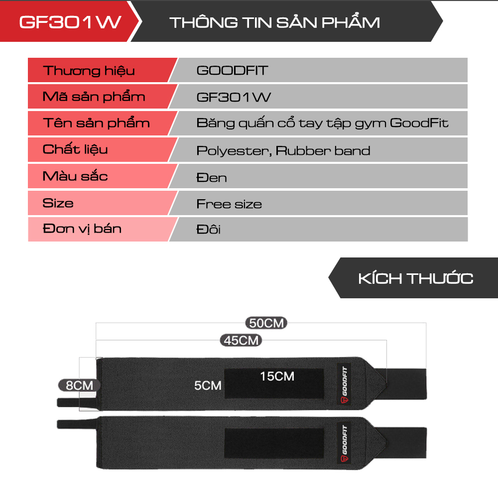 Mô tả Băng quấn cổ tay tập gym, boxing bảo vệ cổ tay, trợ lực khớp GoodFit GF301W - 8