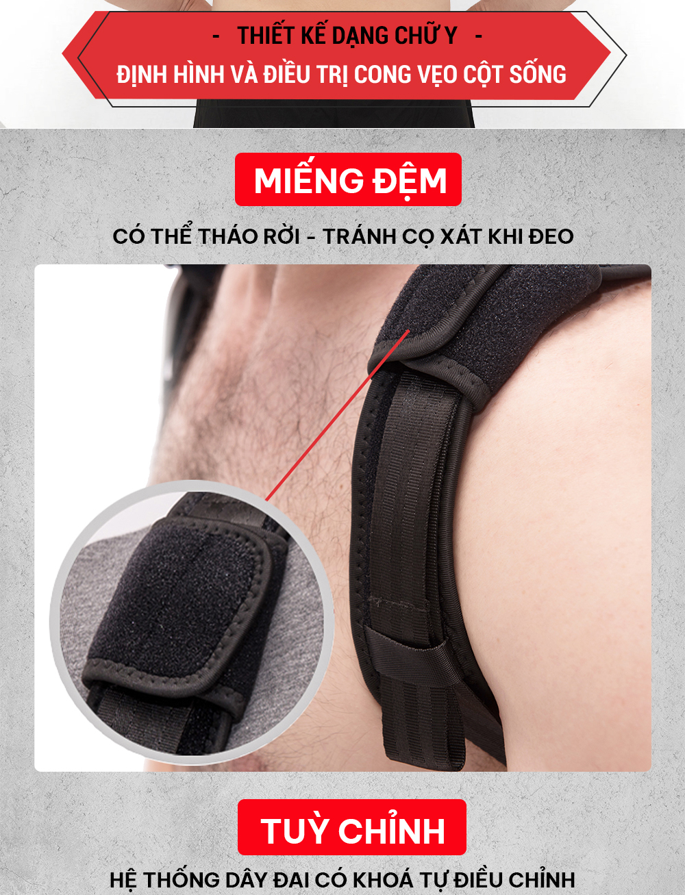 Mô tả Đai chống gù lưng nữ, nam cao cấp GoodFit chất liệu bền, thoáng khí, định hình cột sống GF712P - 2