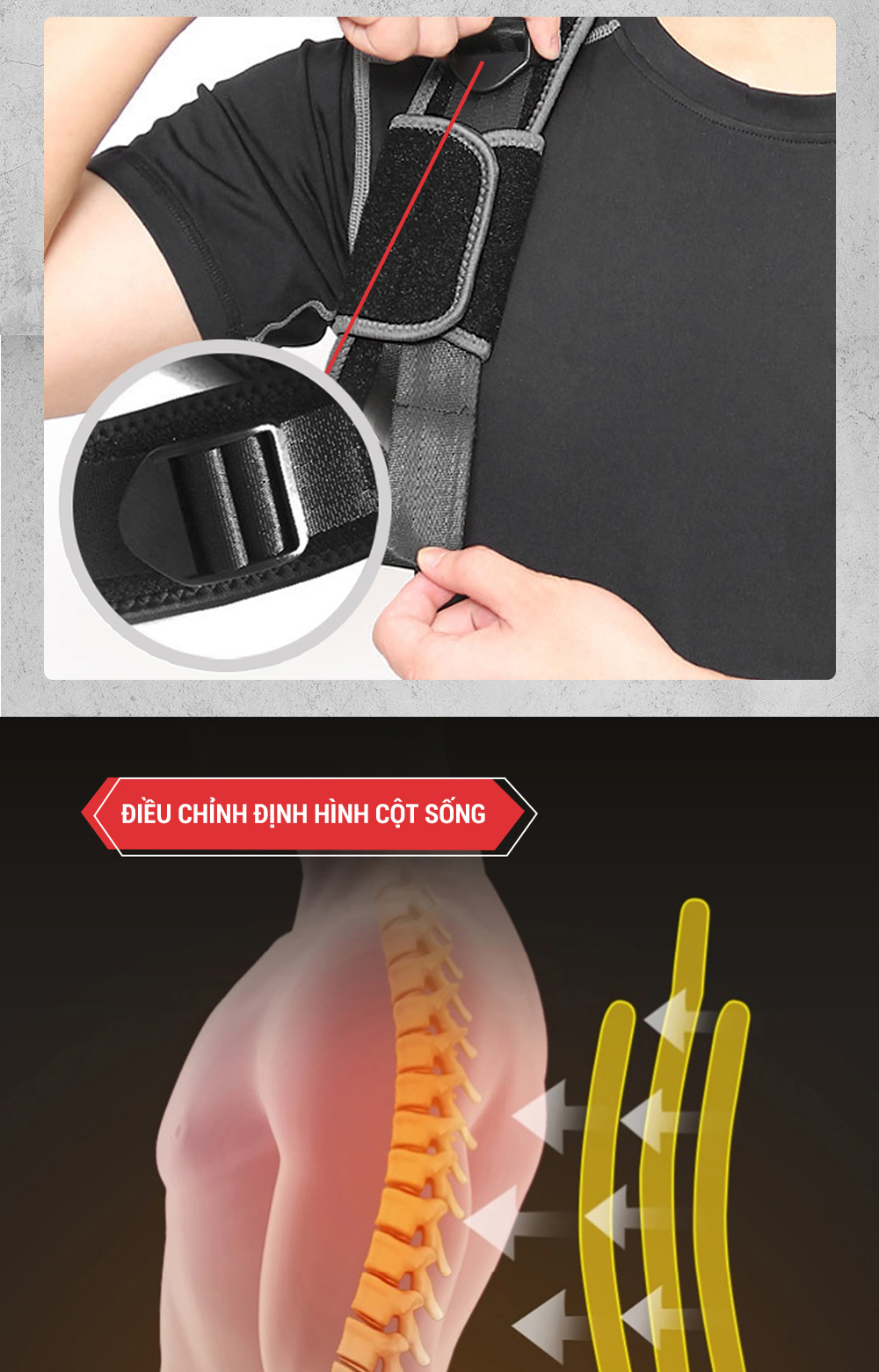 Mô tả Đai chống gù lưng nữ, nam cao cấp GoodFit chất liệu bền, thoáng khí, định hình cột sống GF712P - 3