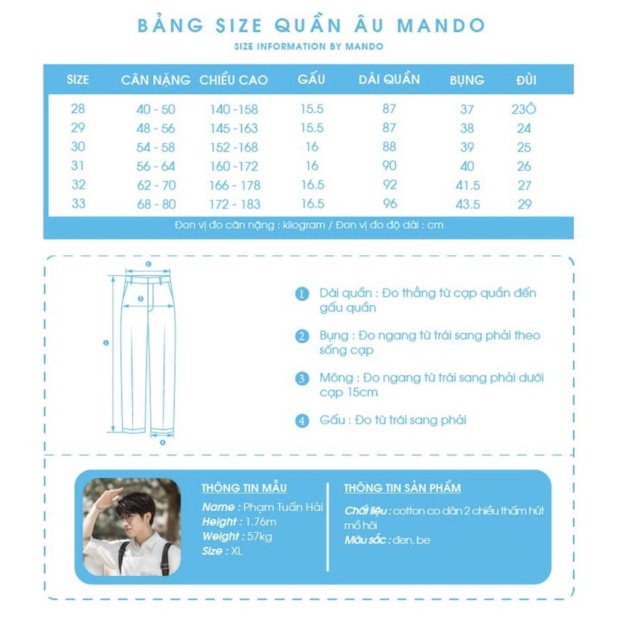 Mô tả Quần Ấu Ống Suông Mando Dáng Đứng Form Vải Kaki Chéo Hàn Cao Cấp Trouser Menswear - TRS014 - 1