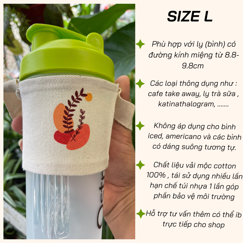 Túi đựng cốc vải Canvas