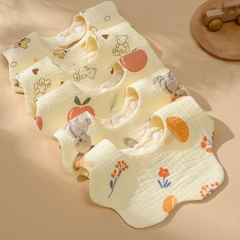 Mô tả Yếm Tròn Hình Hoa Xô Muslin Siêu Mềm, Mịn Cho Bé Từ Sơ Sinh Đến Khi Ăn Dặm - 11