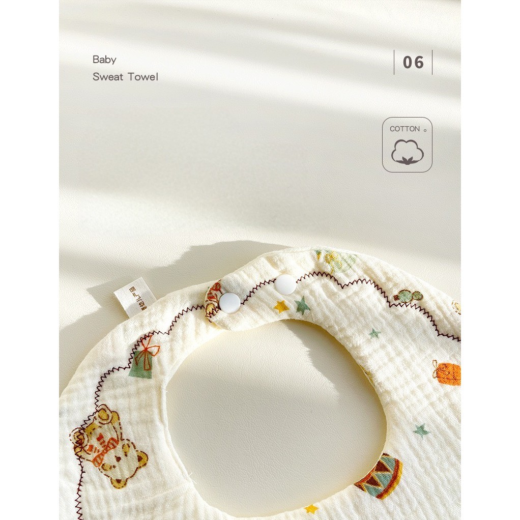 Mô tả Yếm Tròn Xô Muslin 6 Lớp Cho Bé Dày Dặn Thấm Hút Tốt Mềm Mại Bấm Nút Tiện Lợi, Yếm Xô Tròn Cho bé - 3