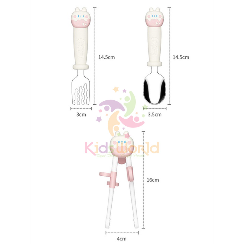 Mô tả Bộ thìa nĩa đũa tập ăn cho bé KidsWorld hình thỏ đũa tập gắp xỏ ngón chống trượt cho bé ăn dặm - 2