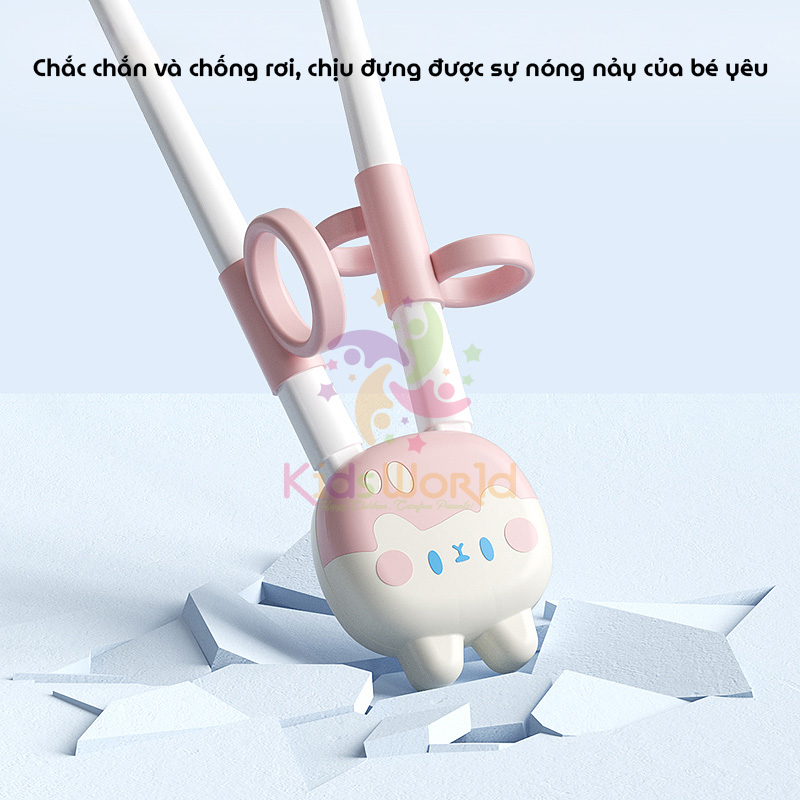 Mô tả Bộ thìa nĩa đũa tập ăn cho bé KidsWorld hình thỏ đũa tập gắp xỏ ngón chống trượt cho bé ăn dặm - 7