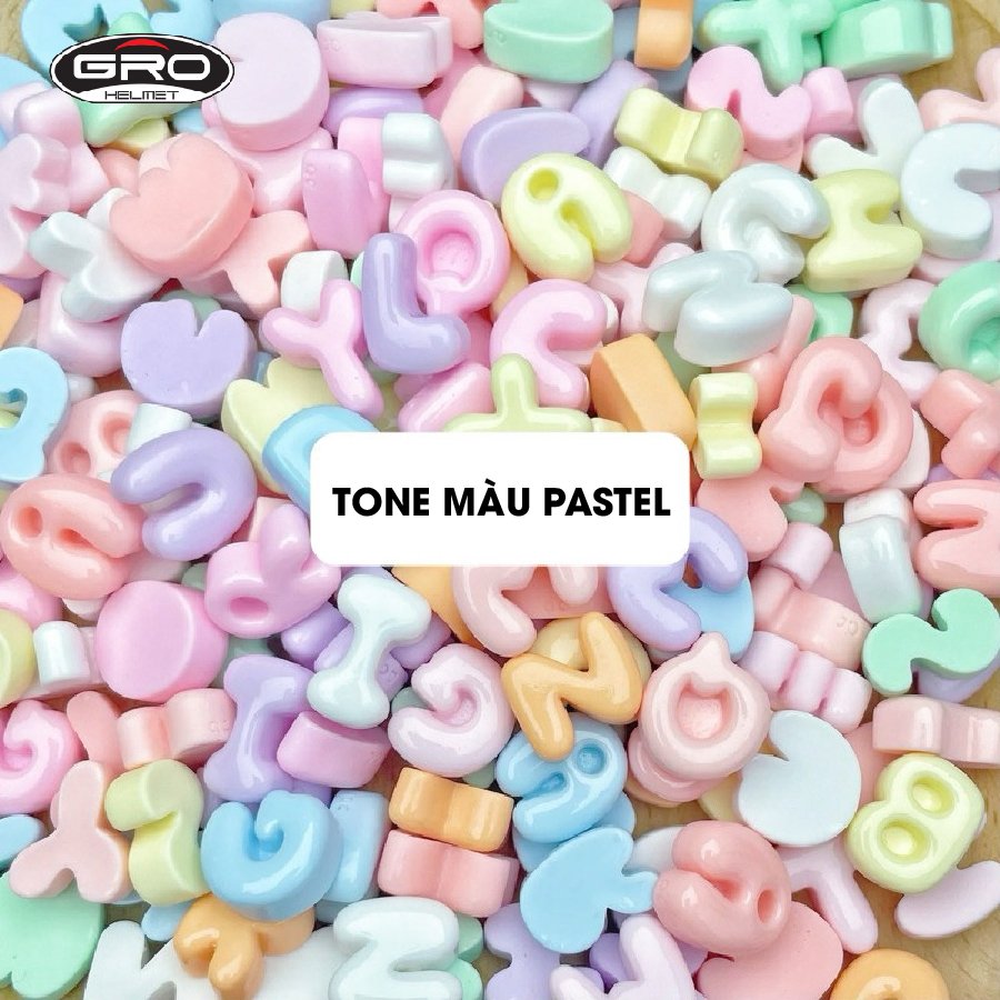 Mô tả Charm Chữ Cái Trang Trí nhiều mầu sắc Mũ Bảo Hiểm, Ốp Lưng , làm đồ DIY, trang trí dép (Kèm Keo Dán) - 2