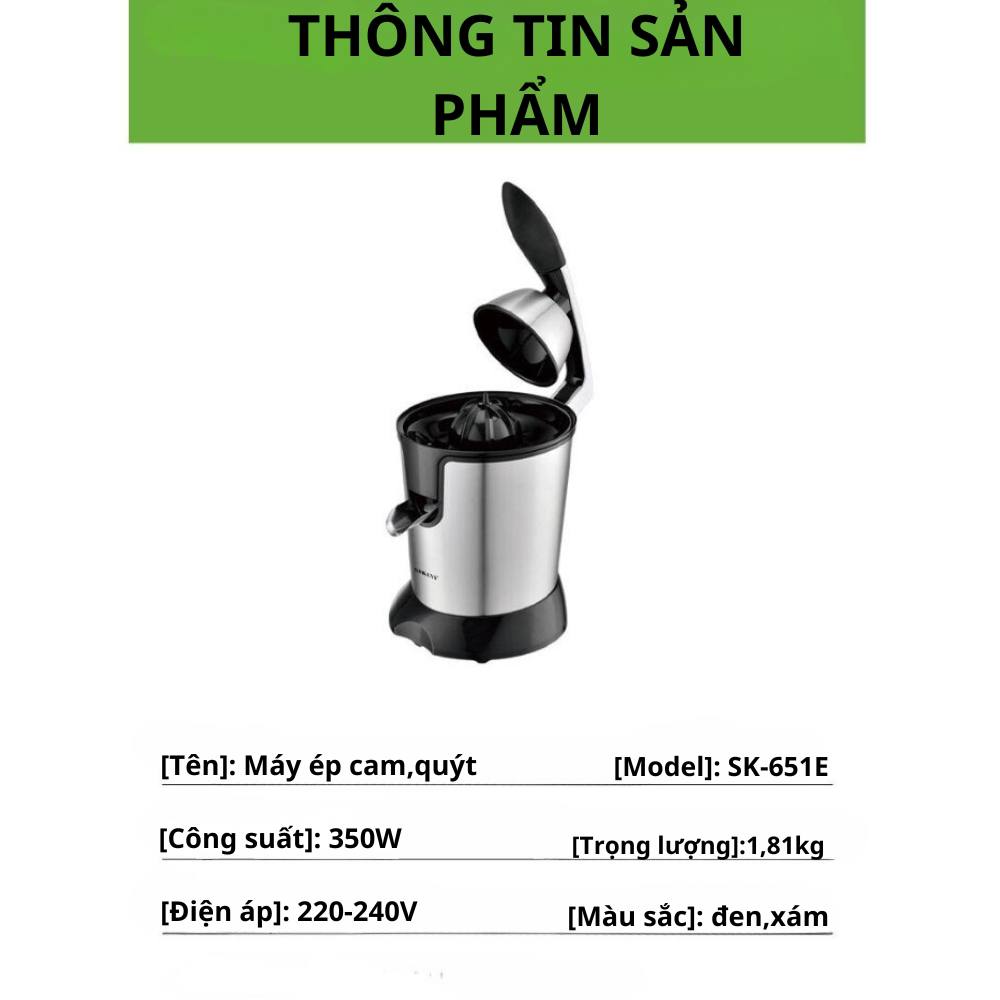 Mô tả Máy vắt cam công suất cao 350W tự động xoay SOKANY SK-651, SKCZ631 120W, SK623 45W - 2