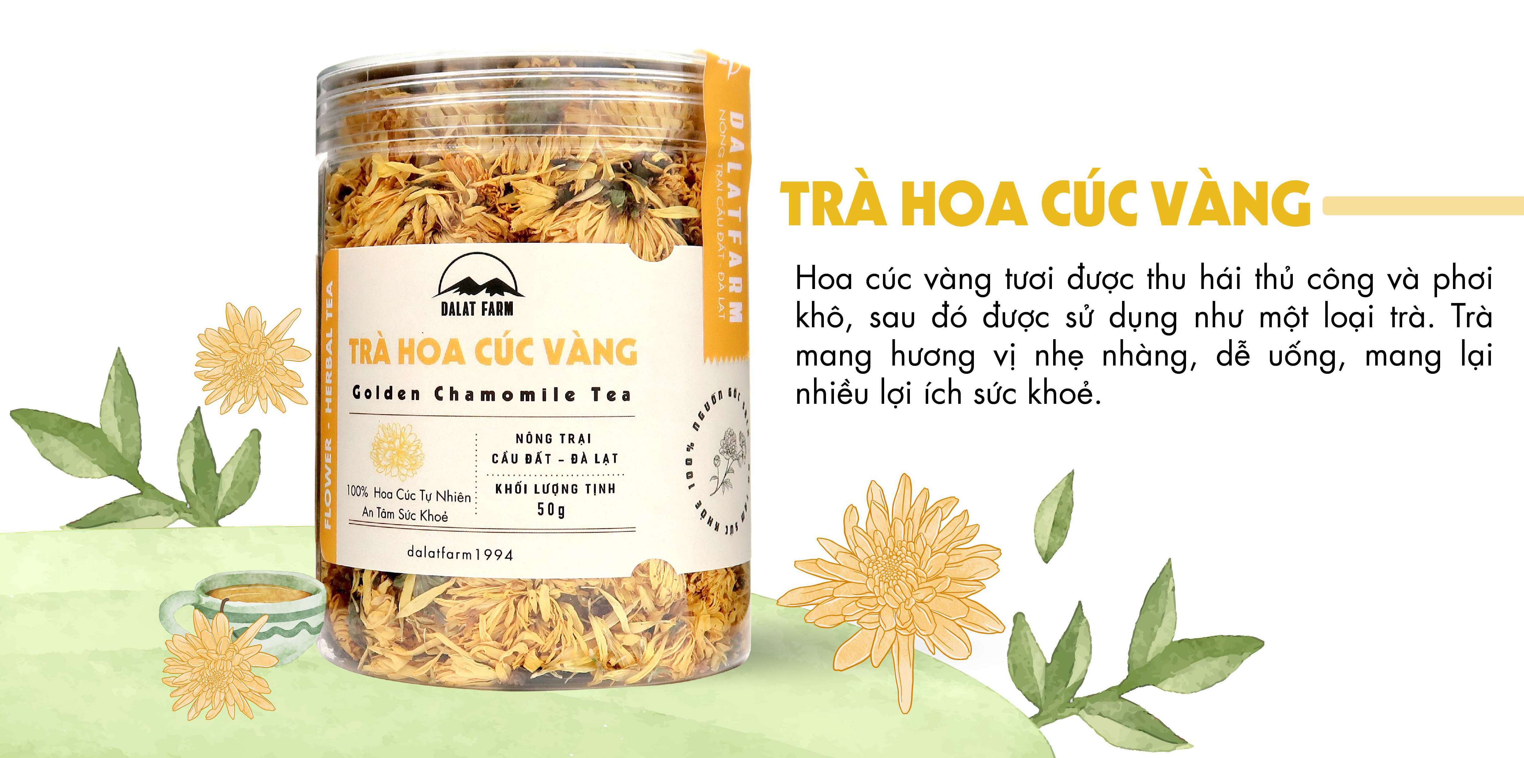 Mô tả Trà Hoa Cúc Vàng DalatFarm - Hộp 50 g - 1