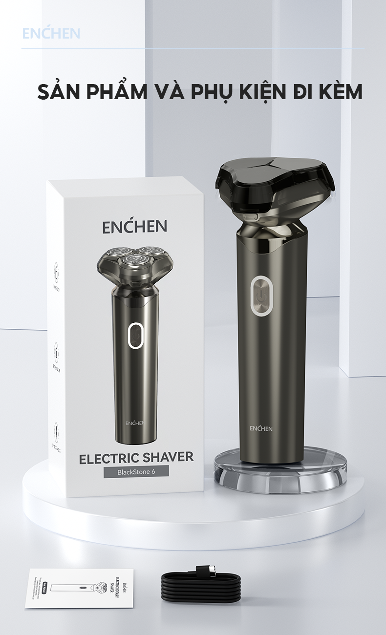 Mô tả Máy cạo râu Enchen Blackstone 6, 3 đầu cạo nổi linh hoạt, lưỡi dao tự mài - BH 6 tháng - 9