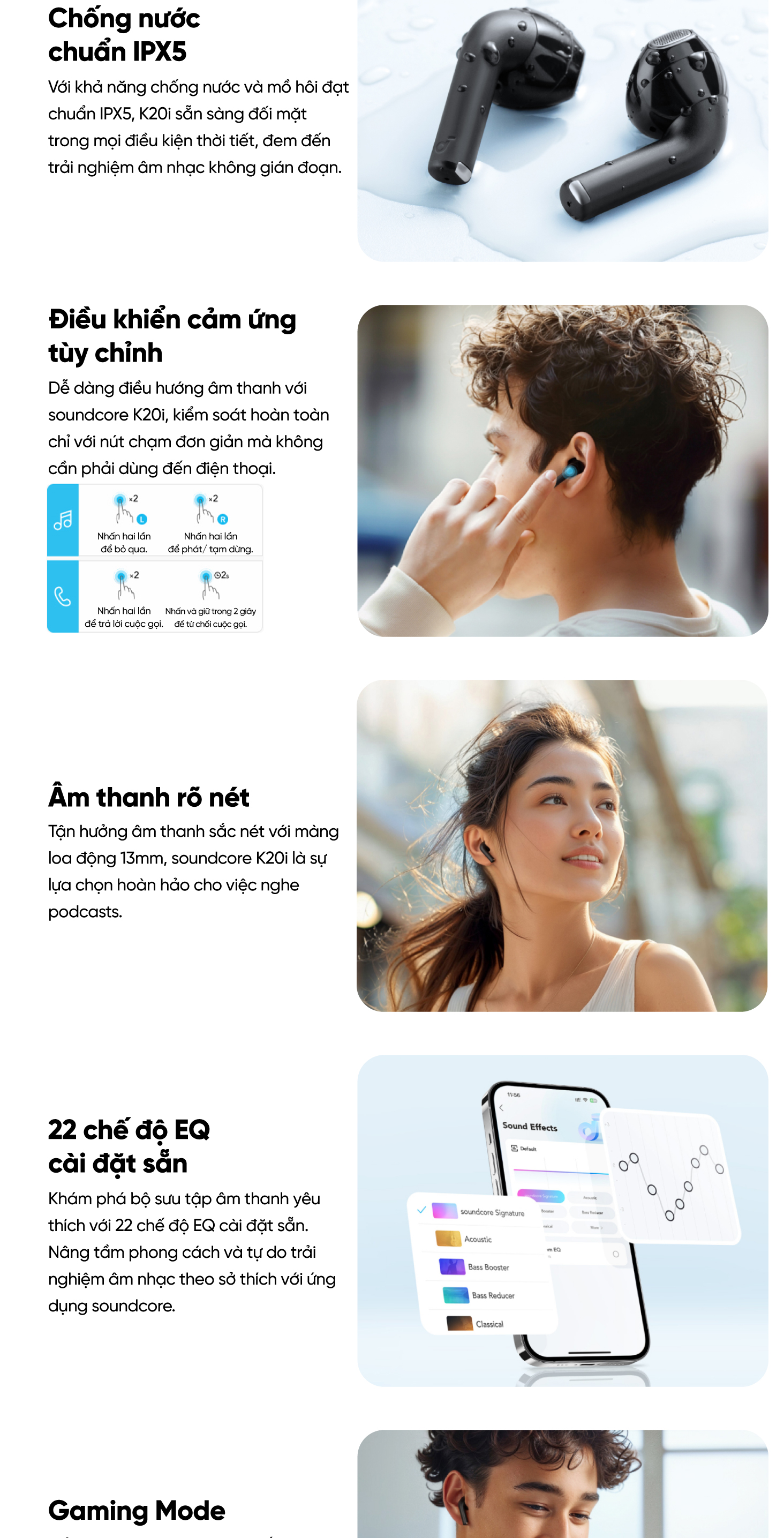 Mô tả Tai nghe bluetooth Semi In-Ear soundcore K20i | Siêu gọn nhẹ | Chống nước IPX5 - 2