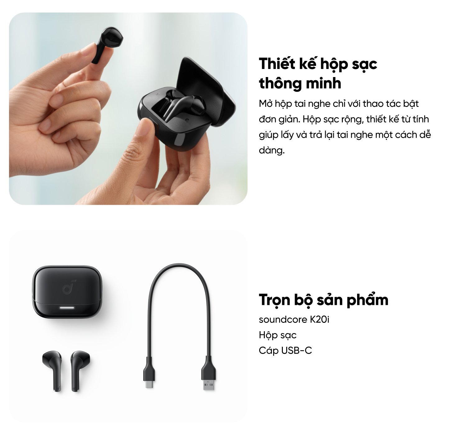 Mô tả Tai nghe bluetooth Semi In-Ear soundcore K20i | Siêu gọn nhẹ | Chống nước IPX5 - 5