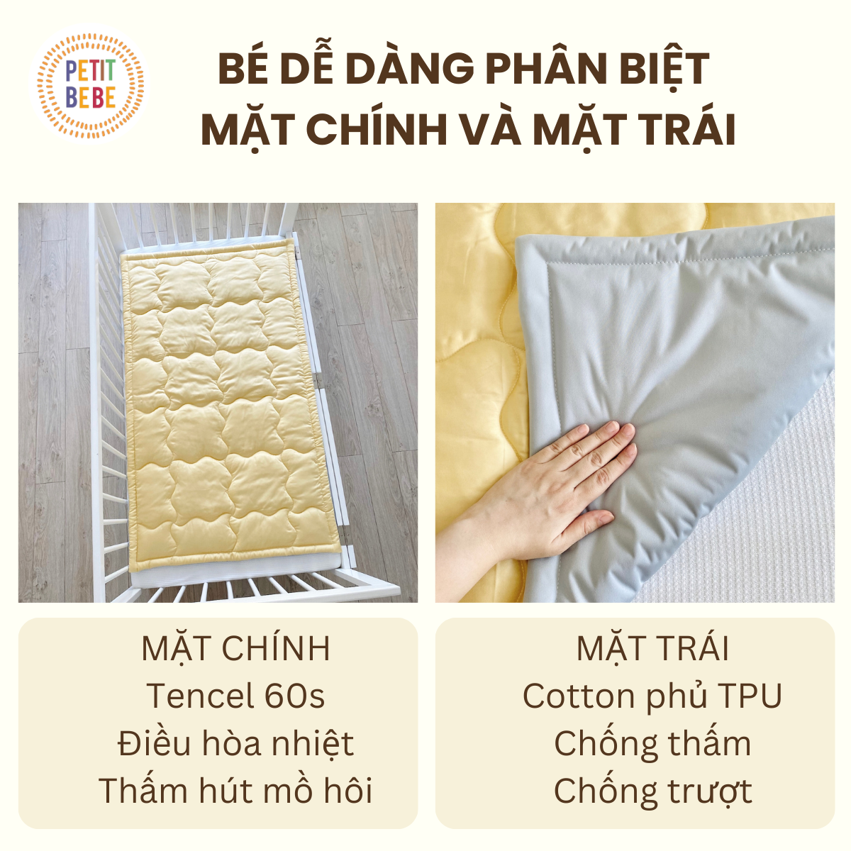 Mô tả Bộ chăn gối cho bé đi học PETIT BEBE 3 món Tấm lót 70x120cm | Gối nằm 30x50cm | Chăn hè 100x120cm - 3