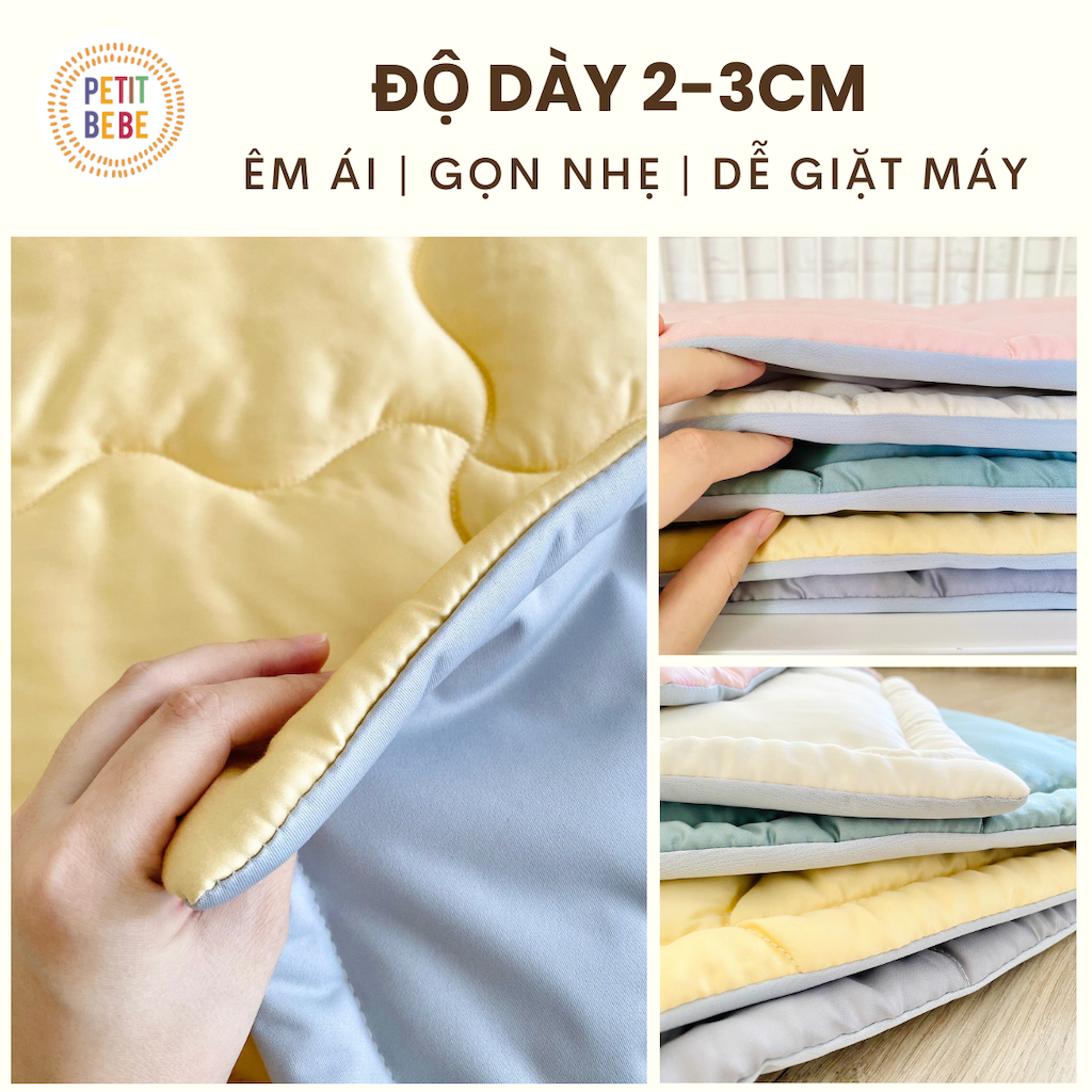 Mô tả Bộ chăn gối cho bé đi học PETIT BEBE 3 món Tấm lót 70x120cm | Gối nằm 30x50cm | Chăn hè 100x120cm - 2