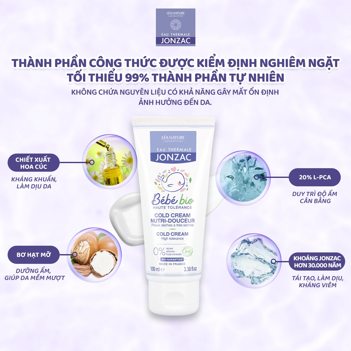 Mô tả Kem Dưỡng Ẩm Hữu cơ JONZAC dành cho bé từ sơ sinh 100ml - 1