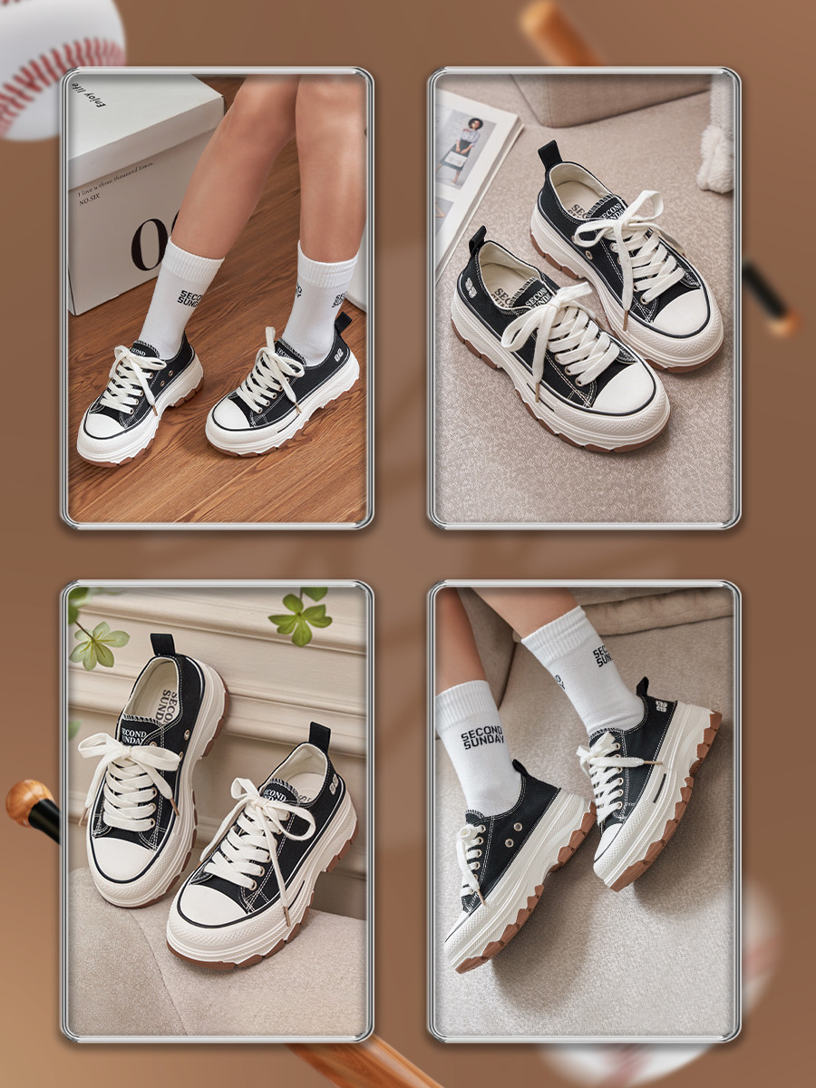 Mô tả Giày Thể Thao Sneaker Nữ Second Sunday Chunky Low Đế Tăng Chiều Cao 4cm SK02 - 1