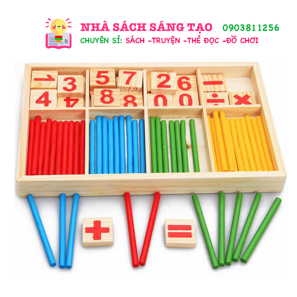 Mô tả Bộ que tính và các chữ số, phép tính học toán thông minh cho bé bằng gỗ - 1