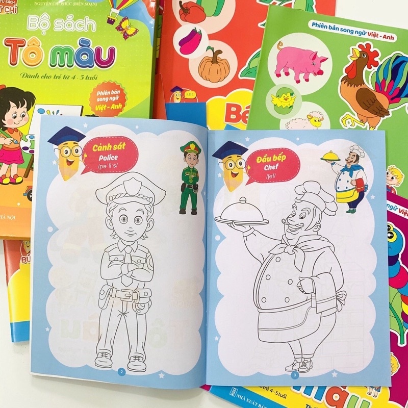 Mô tả Sách - Tập Tô Màu Cho Bé Từ 4-5 Tuổi Bộ 8 Quyển Tô Màu Song Ngữ Anh Việt - 3