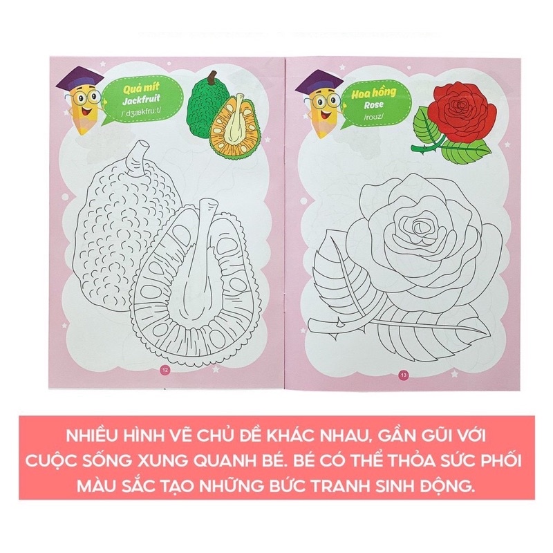 Mô tả Sách - Tập Tô Màu Cho Bé Từ 4-5 Tuổi Bộ 8 Quyển Tô Màu Song Ngữ Anh Việt - 5
