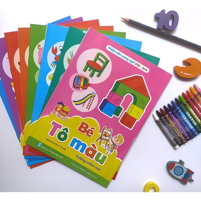 Mô tả Sách - Tập Tô Màu Cho Bé Từ 4-5 Tuổi Bộ 8 Quyển Tô Màu Song Ngữ Anh Việt - 6
